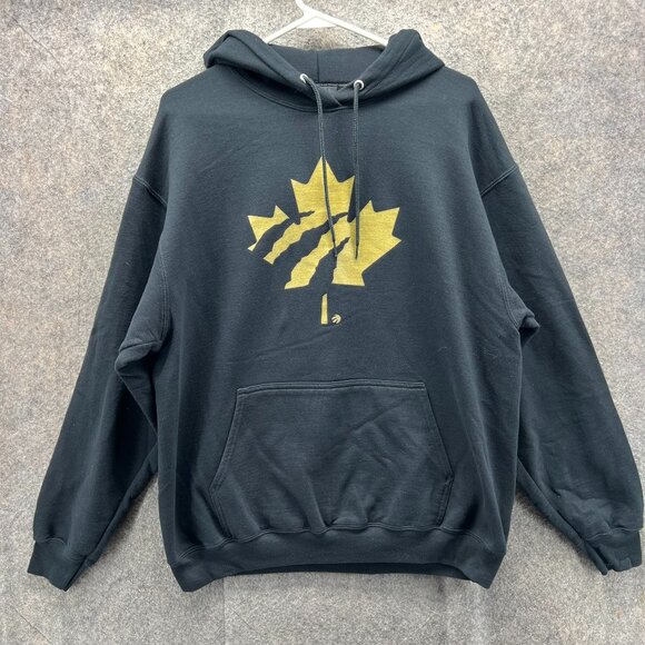 Toronto Raptors Hoodie Men Large Black Fleece Pullover Clawed Maple Leaf Logo 47 - Picture 1 of 12